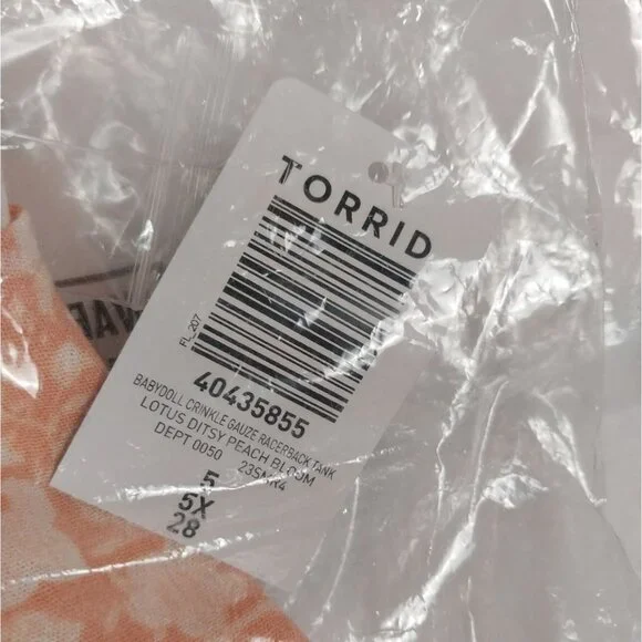 NWT Torrid Washable Crinkle Gauze Tank Peach Floral Adjustable Straps Sz 5X - Picture 9 of 13